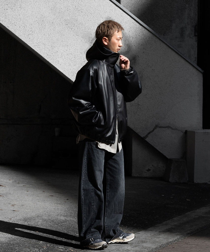 ssstein | LEATHER HOODED SHORT JACKET – session