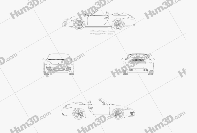 PORSCHE356A coup ポルシェ 設計図 製図 図面 プリントポスター