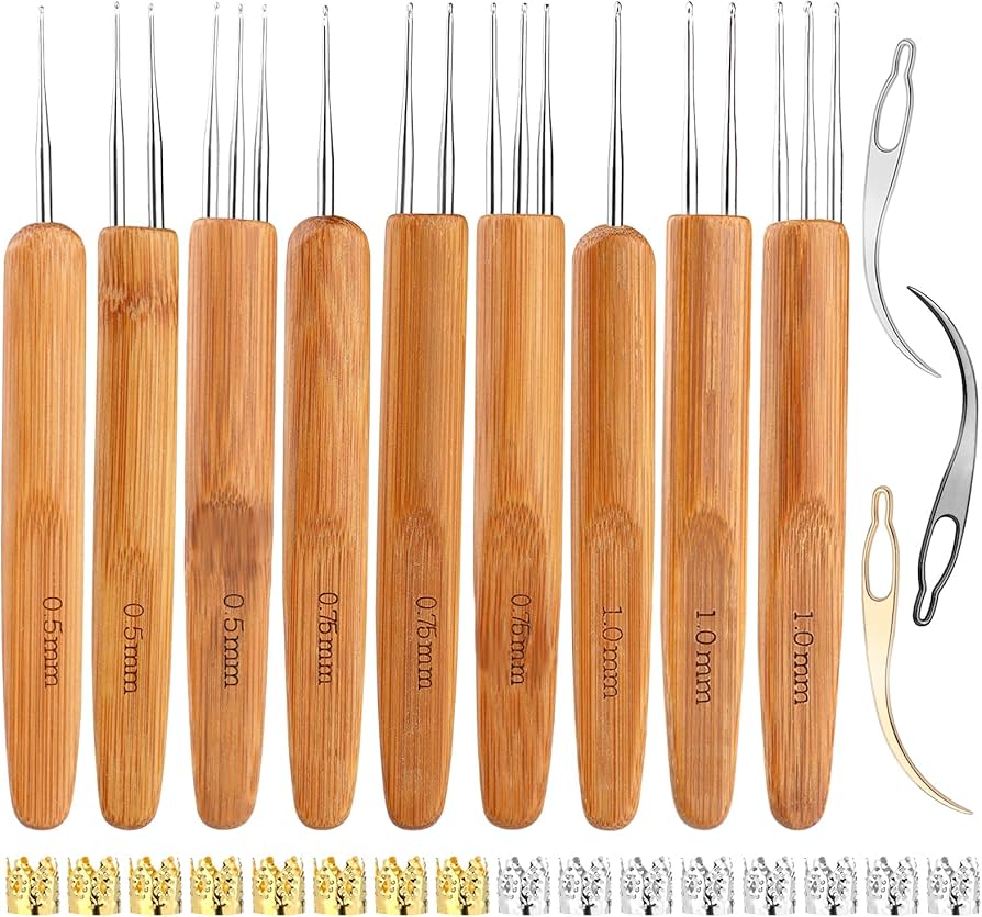 Amazon.com: 9 Pcs Durable Dreadlock Crochet Hooks, 0.5mm/0.75/1mm